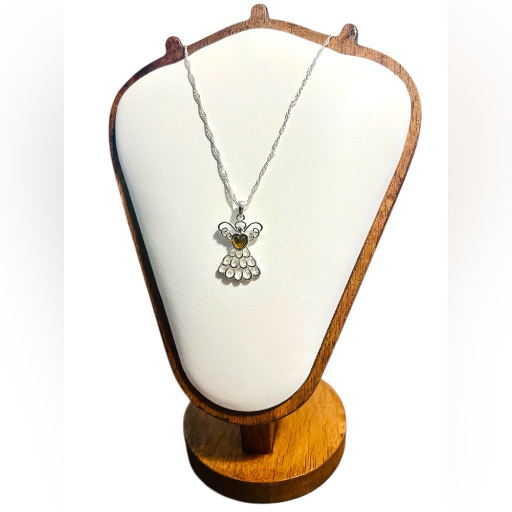 Avon November Birthstone Angel Pendant Necklace – Silver Tone (2011)